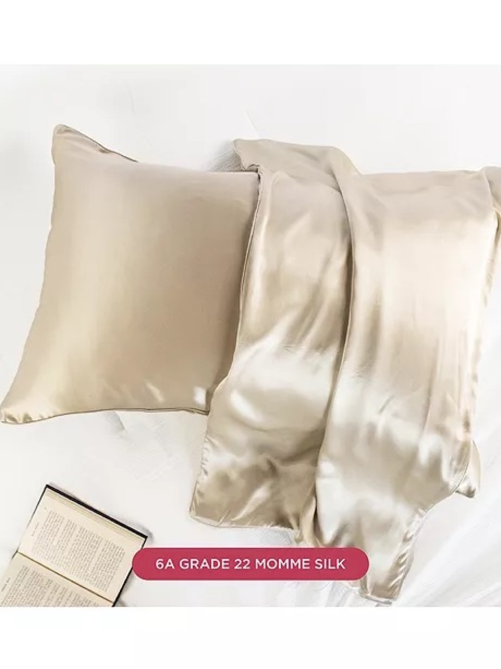 NIB 100% mulberry silk pillowcase with zip, Discover Night, champagne, real silk